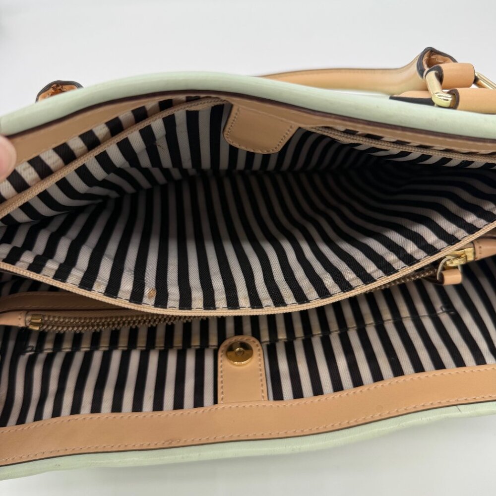 Kate Spade Mint Green Shoulder Bag with Tan and Black Trim - Picture 13 of 14